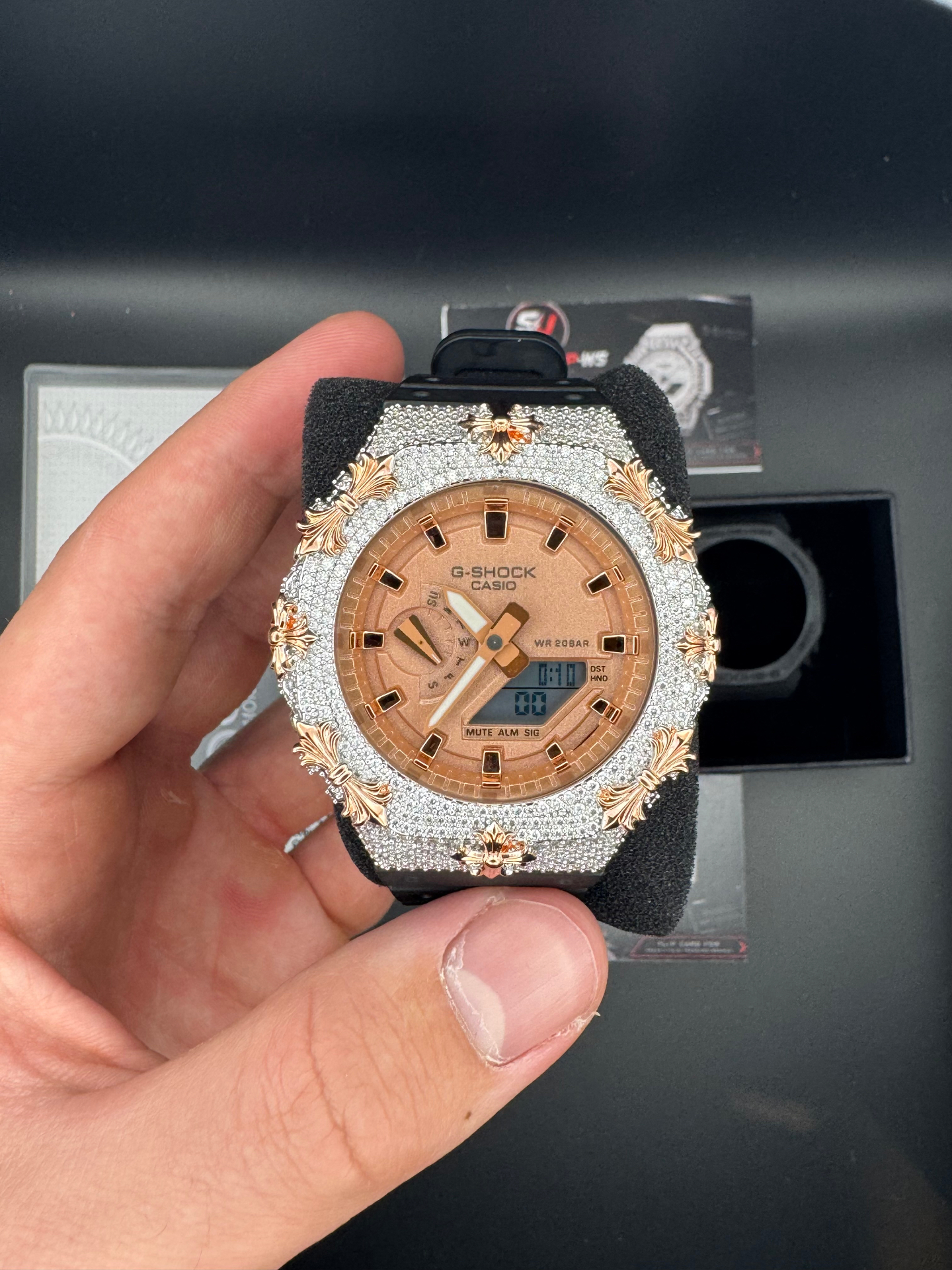 ICE Black & Rose Gold Cross G-Shock