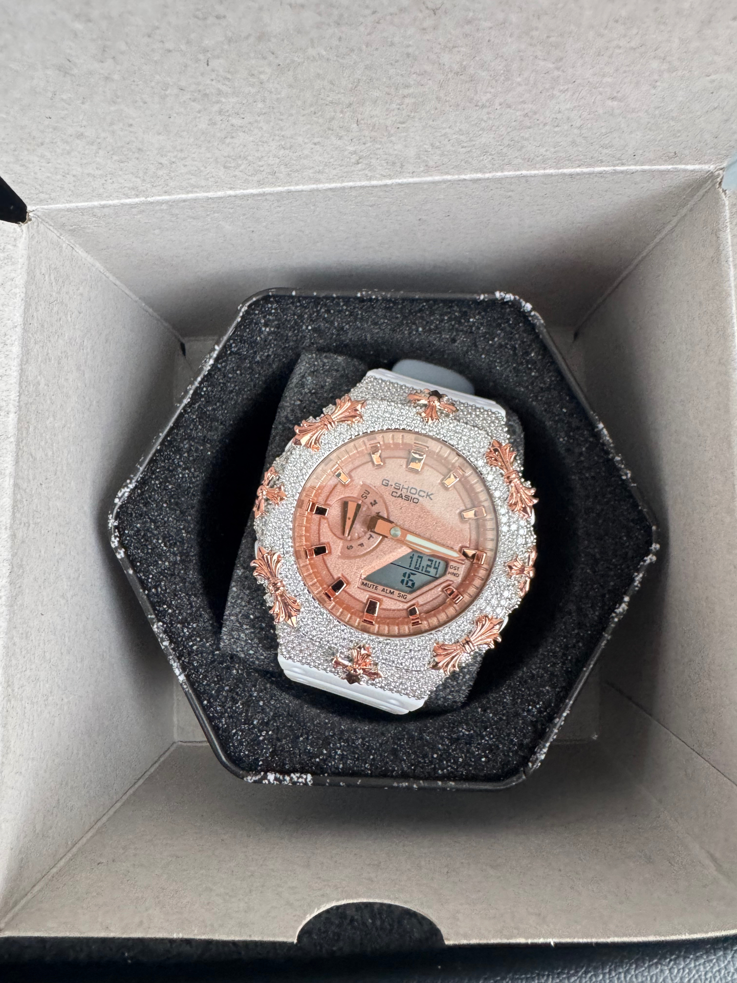 Iced-Out Rose Gold G-Shock