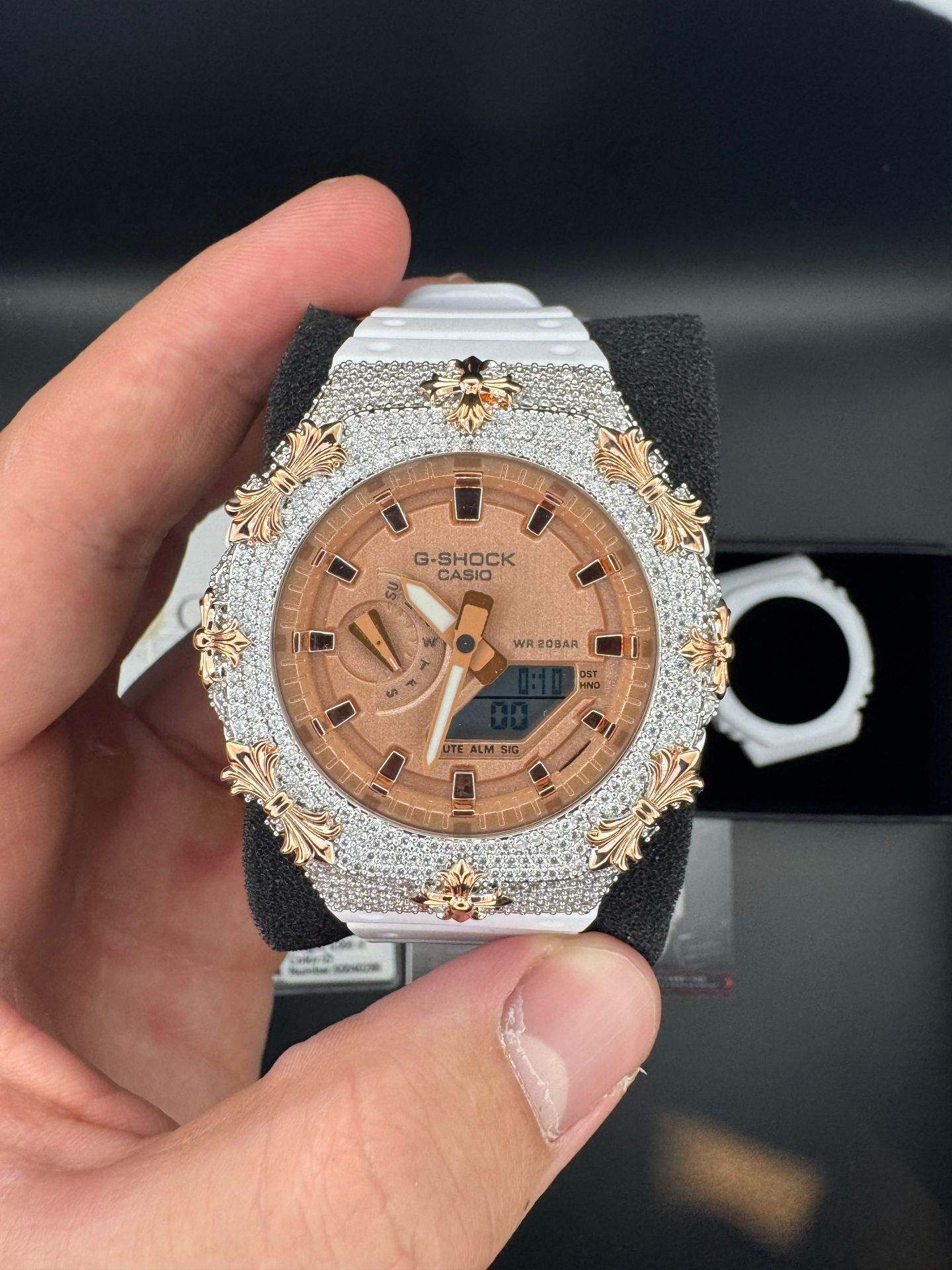 ICE White & Rose Gold Cross G-Shock